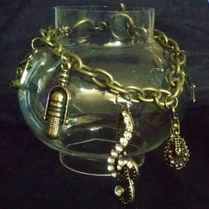 Vintage rare antique style music lover charm bracelet